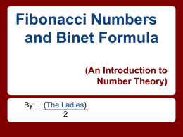Fibonacci Numbers and Binet Formula (An Introduction to Number