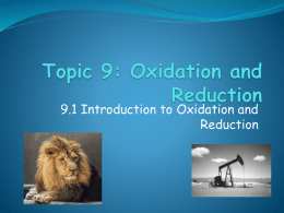 9.1 REDOX Introduction to Oxidation and Reduction