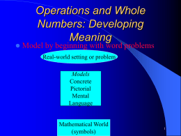 Operations and Whole Numbers: Developing Meaning