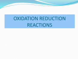 OXIDATION REDUCTION REACTIONS