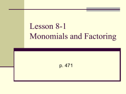 8.1 Factoring Monomials
