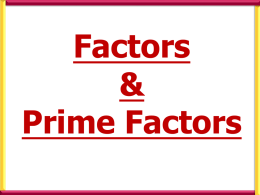 Factors and Prime Factors