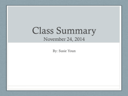 Class Summary November 24, 2014