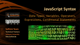 JavaScript Syntax: Data Types, Variables, Expressions