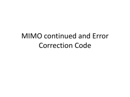 MIMO continued and Error Correction Code