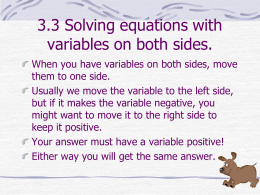 3.3 Solving equations with variables on both sides.
