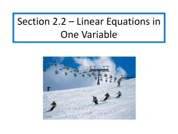 Section 1.3 – Linear Functions, Slope and Applications