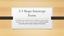 3-3 Slope-Intercept Form