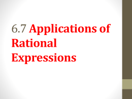 6.7 Applications of Rational Expressions