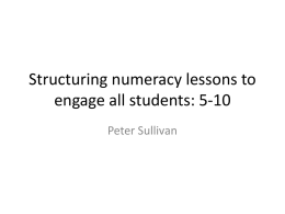 Structuring numeracy lessons to engage all students: R * 4
