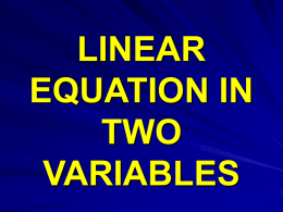 LINEAR EQUATION IN TWO VARIABLES