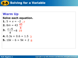 solving for a variable