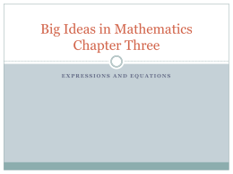Big Ideas in Mathematics Chapter Three