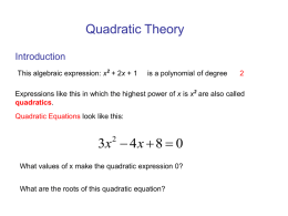 Quadratic Theory - Bearsden Academy