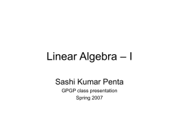 Linear Algebra – I