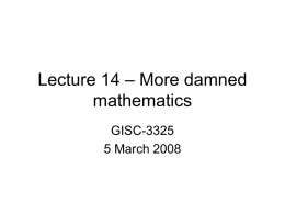 Lecture 14 – More damned mathematics