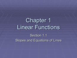 Chapter 1 Linear Functions - Shelton State Community College