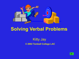 Solving Verbal Problems, VGA - LSC