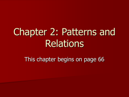 Chapter 2: Patterns and Relations