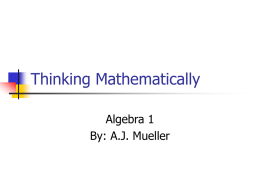 Thinking Mathematically - Marquette University High School