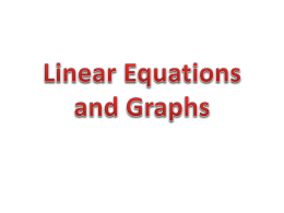 Linear Equations and Graphs