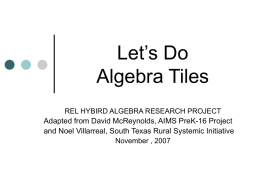 Let’s Do Algebra Tiles - Hybrid Algebra Study / FrontPage