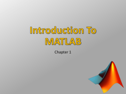 Introduction To MATLAB - Appalachian State University