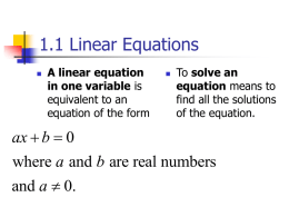 1.1 Linear Equations