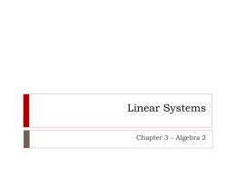 Linear Systems - Western Sierra Collegiate Academy