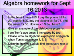 Algebra homework for Sept 13 2011