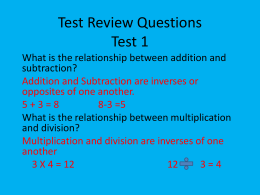 Test Review Questions Test 1