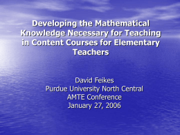 Developing the Mathematical Knowledge Necessary for