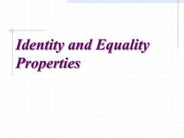 Chapter 1-4: Identity and Equality Properties