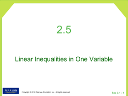 2.5 Linear Inequalities in One Variable