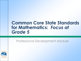 Common Core State Standards for Mathematics: Focus at Grade 5