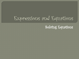 Notes for Writing Equations