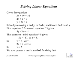 Linear Equations and Gaussian Elimination