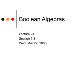 Lecture 25 - Boolean Algebras