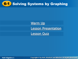 Sec 6-1 Solving Systems by Graphing