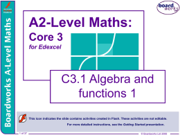 C3.1 Algebra and functions 1