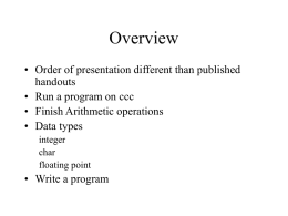 First C++ program, Data Types Powerpoint format