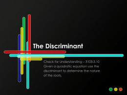 PPT: The Discriminant