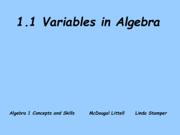 1.1 Variables in Algebra