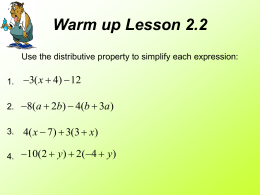 Warm up Lesson 3.3