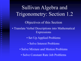 Sullivan College Algebra: Section 1.2