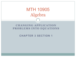 Changing Application Problems into Equations