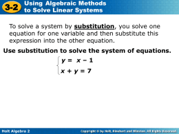 3-2 Solve Systems by Substitution and Elimination