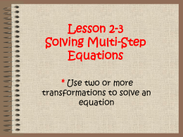 2.3 Notes Solving Multi