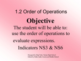 Order of Operations - Crestwood Local Schools