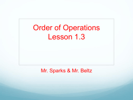 Lesson 1.3 Orders of Operations ppt